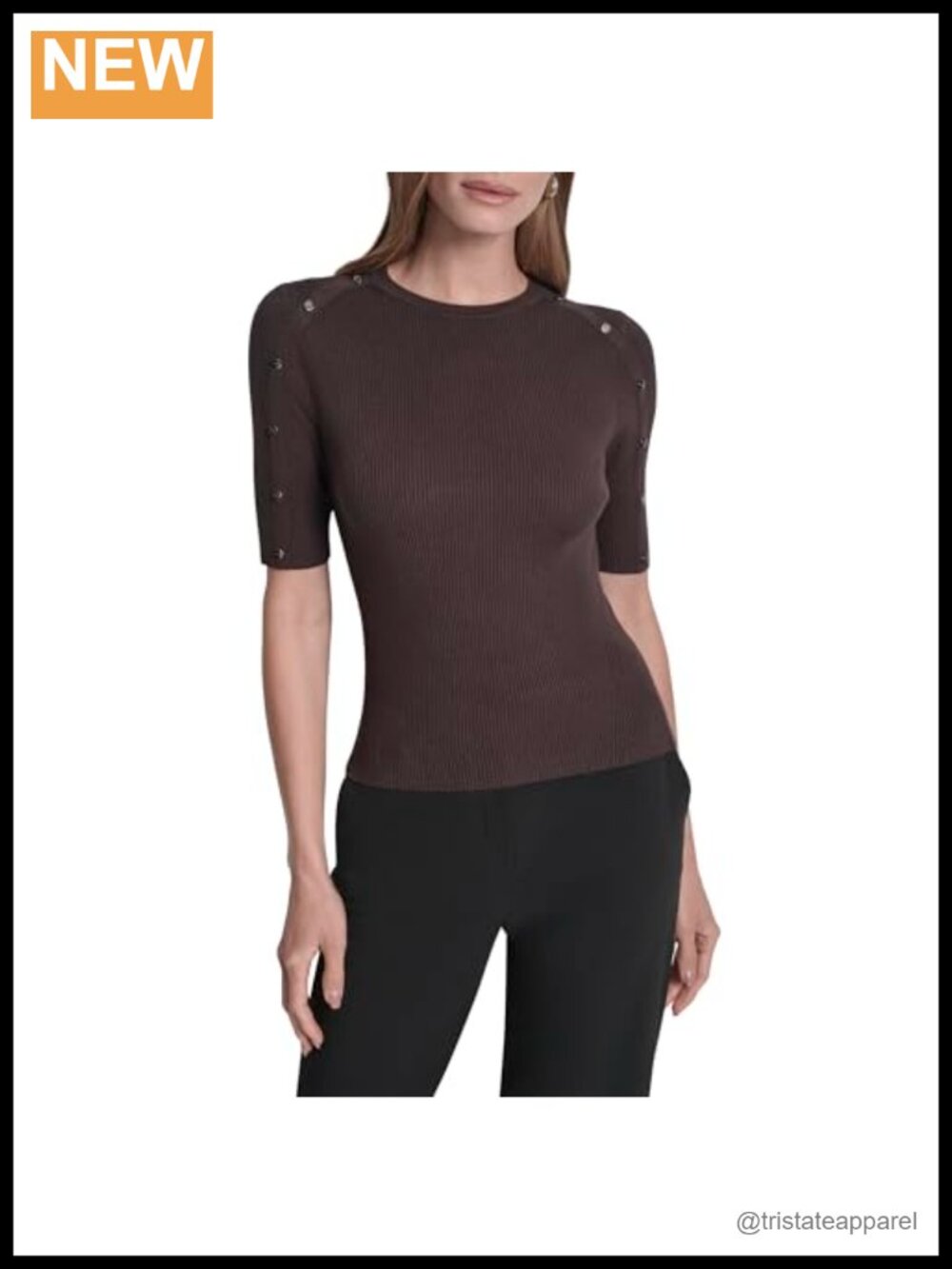 DKNY Short Sleeve Crew Neck Blouse Women's Staple Top